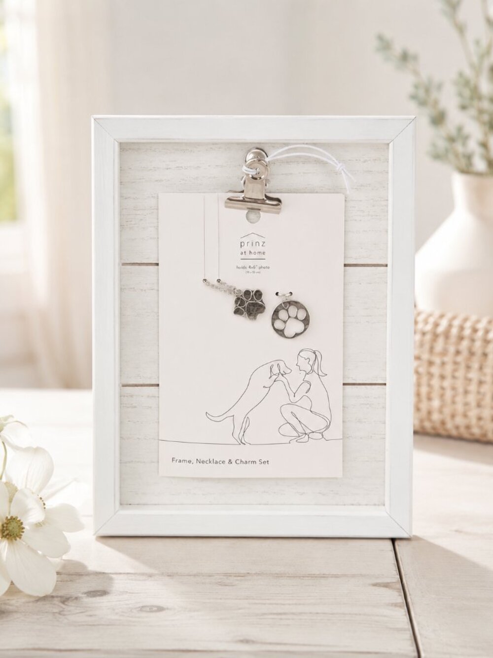 PRINZ Pawz Dog Lover Frame Necklace & Charm Set- 4x6 Gift Set